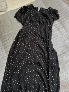 GRL ドット柄ワンピース ブラック M