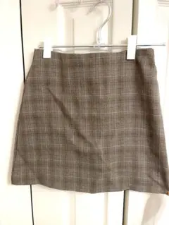 GRL グレンチェック 台形 ミニ スカート ブラウン