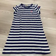 【美品】ホットビスケッツ　ボーダー半袖ワンピース　ミキハウス