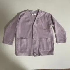 【ペアマノン】 くすみピンクのワッフルカーディガン 90