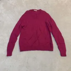 ユニクロ ウール100％XL Vネックニット ピンク