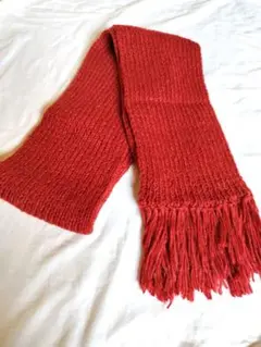 ハンドメイド　マフラー　赤　オレンジ系　19✕198cm 　送料無料