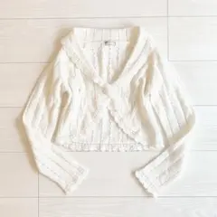 LIZLISA♡ 透かし編みニットカーデ ラメ入り