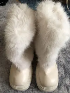 フェイクファー ショートブーツ 冬用 裏ボア レディース 美脚 ホワイト
