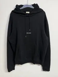 プ*ム様 SAINT LAURENT ブラック フードパーカー SAINT LAURENT サンローラン パーカー フーディー 長袖 コットン ロゴ
