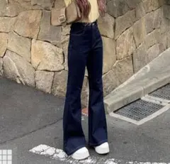 GRL グレイル ハイウエストフレアデニムパンツ[fo2243]