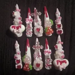 ❤︎‬現品❤︎ 量産型 地雷系 ネイルチップ ゴテゴテ 平成女児