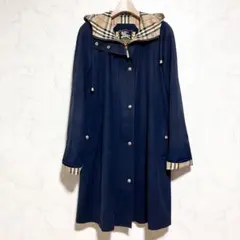 バーバリー M 金ボタン ロングコート フード ノバチェック 金タグ ホースロゴ