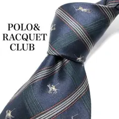【極美品】POLO & RACQUET CLUB ネクタイ 総柄 ネイビー