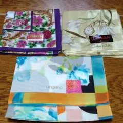 ブランドハンカチ　３枚セット　ウンガロ　ケンゾー　カルロスファルチ　まとめ売り