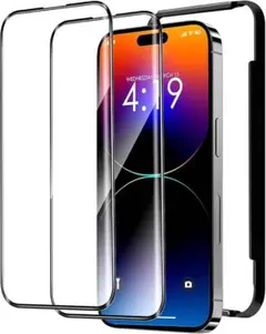 iPhone 15 Pro ガラスフィルム（2枚）ガイド枠付き 保護フィルム