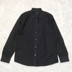00s ストライプ シャツ ブラック 長袖 L y2k