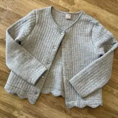 美品 プティマイン 春物 女の子 キルティングカーディガン グレー 130