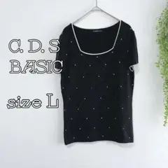 【C. D. S BASIC】Tシャツ カットソー ビーズ ブラック シンプルのサムネイル