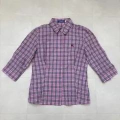 バーバリーブルーレーベル トラックジャケット ノバチェック ホース刺繍 ピンク バーバリーブルーレーベル トラックジャケット ノバチェック ホース