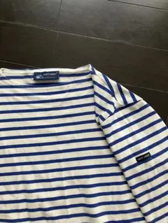 SAINT JAMES 長袖Tシャツ Mサイズ 白/青ストライプのサムネイル