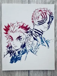 【鬼滅の刃】　キャンバスボードアート　【煉獄杏寿郎 & 猗窩座】