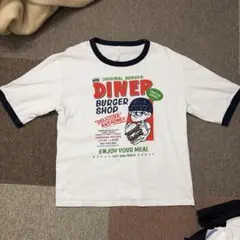 DINER BURGER SHOP プリントTシャツ M ホワイト 古着
