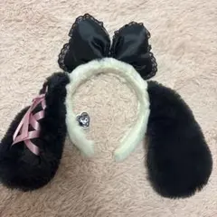 スヌーピーカチューシャ 黒と白のファー