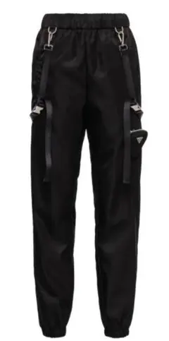 プラダ ポーチ付 Re Nylonサスペンダーパンツ　ナイロントライアングル