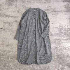 LILASIC/リラシク /千鳥格子バンドカラーヨークロングシャツ チュニック