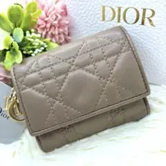付属品完備✨ディオール カナージュ ロータスウォレット 三つ折り財布 ベージュ