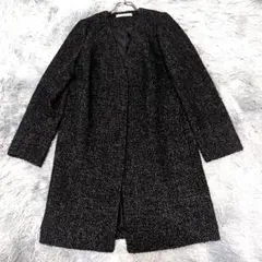 ​ガリャルダガランテ ツイード ノーカラーコート F 黒系 ウール混 冬物 上品