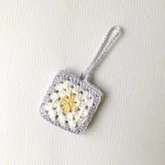 ポーチ　AirPods パープル　紫　コットン毛糸　編み物　ハンドメイド　手作り