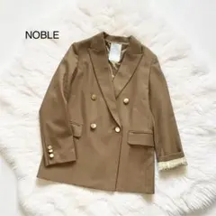 【美品】NOBLE ピークドラぺルダブルジャケット ベージュ 金ボタン 34 Sのサムネイル
