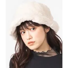 フリース素材 クリーム色 バケットハット 帽子 ぼうし WEGO