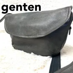 genten ショルダーバッグ ゴート ヌメ革 オールレザー オリーブグリーン