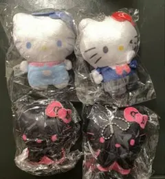 ハローキティ　ぬいぐるみ　ボールチェーン2 ピンク&ブラック　ガチャ　サンリオ