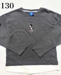 【即購入⭕️】ミッキーマウス　長袖　重ね着風　シャツ　保育園着　130cm