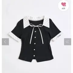 OLIVE des OLIVE オリーブデオリーブ　トップス　ドット　黒　半袖