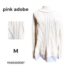 ★超美品★pinkadobe ケーブル編みニットセーター重ね着風 M アイボリーのサムネイル