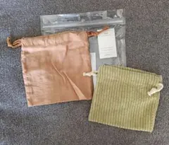 スリーコインズ　巾着セット　3coins　 オレンジ　グリーン