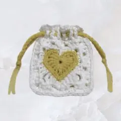 ♡ ハート巾着 ♡　編み物　ハンドメイド
