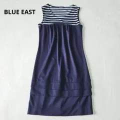 BLUE EAST　ボーダー切り替えティアードワンピース　ノースリーブ　M　紺のサムネイル