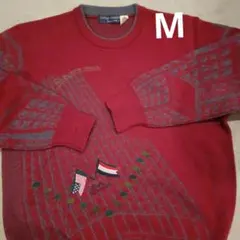 RIVER COURSE 毛100% セーター 刺繍のディテール ダークレッド