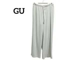 GU/ジーユー リブプルオンパンツ ウエストゴム ワイドパンツ オフホワイトXL
