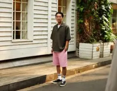 ポロラルフローレン 2タック ショーツ 34 ピンク ワイドシルエット 古着