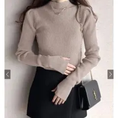 【最終値下げgrl サムホール付きロングスリーブニットトップス [k9206d]