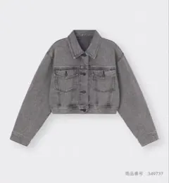 ジーユー　デニムクロップドジャケット　グレー　Lサイズ