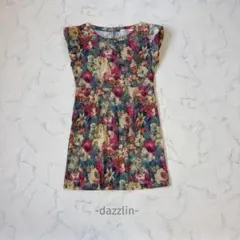 dazzlin/花柄ワンピース/M/マルチカラー/ノースリーブ/可愛い/レトロ