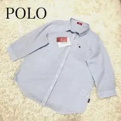 【新品タグ付】刺繍POLO ポロ ストライプ シャツ ブルー 七分袖 綺麗 上品のサムネイル