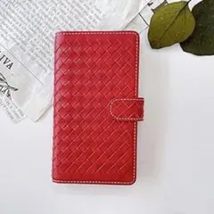 ⭐️スマホケース ハンドあり編み込み レッド