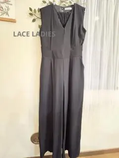 LACE LADY ブラック Vネック オールインワン　パーティードレスXL