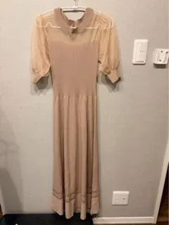 ラグナムーン　ベージュ 半袖 ロングワンピース