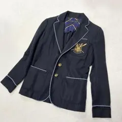 【人気】ラルフローレン リネン 麻 紺ブレ 刺繍 金ボタン ネイビー