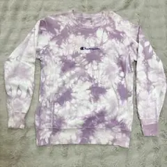 【美品】Champion M スウェット パープル タイダイ柄トレーナー